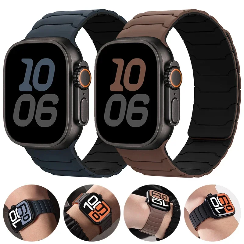 Magnetische band voor Apple Watch-banden 46 mm 42 mm 49 mm 45 mm 44 mm 41 siliconen sportarmband iWatch-serie ultra3 11 10 9 8 7 6 5 SE - afbeelding 2