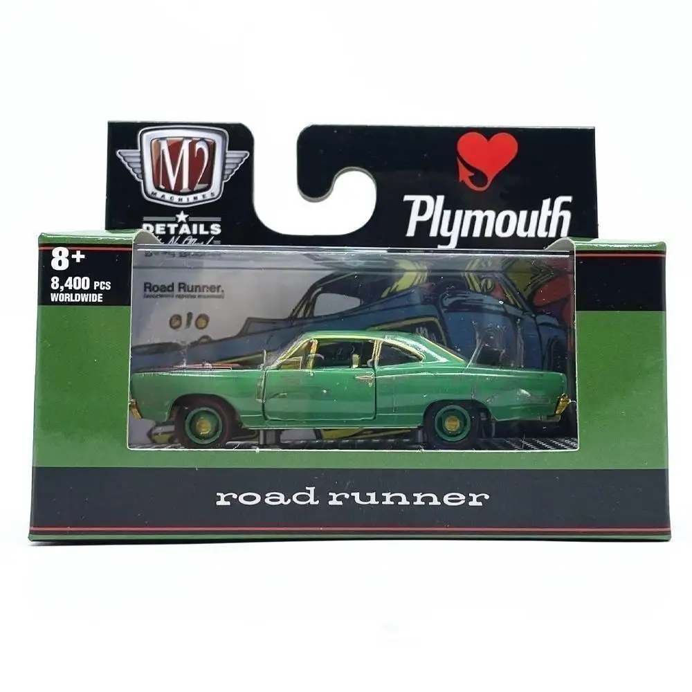 M2 1/64 1969 Plymouth Road Runner HEMI Green Die-cast alloy car model collection display child gift