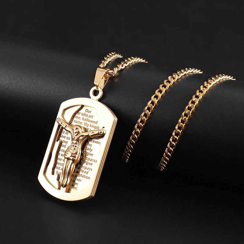 Stainless Steel Religious Faith Bible Jesus Pendant Necklace Amulet Accessories Suitable for Men and Women As Blessing Jewelry image 3