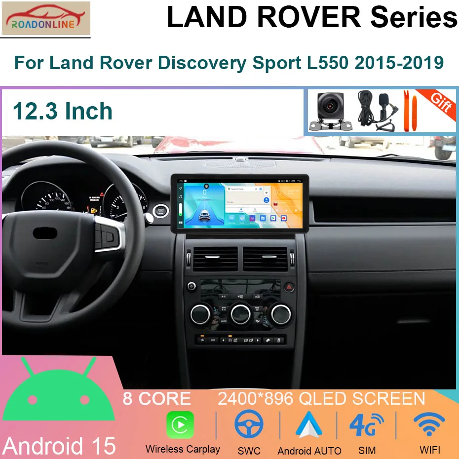 

12.3 INCH Android 15 Car Radio For Land Rover Discovery Sport L550 2015-2019 Carplay Multimedia Player GPS Navigation Autoradio