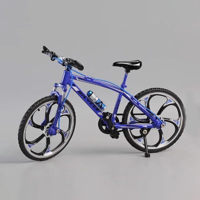 Bicicleta de aleación, modelo fundido a presión, mango curvo, colección de simulación de deslizamiento lateral de carretera, bicicleta de montaña de Metal, juguete de carreras para niño
