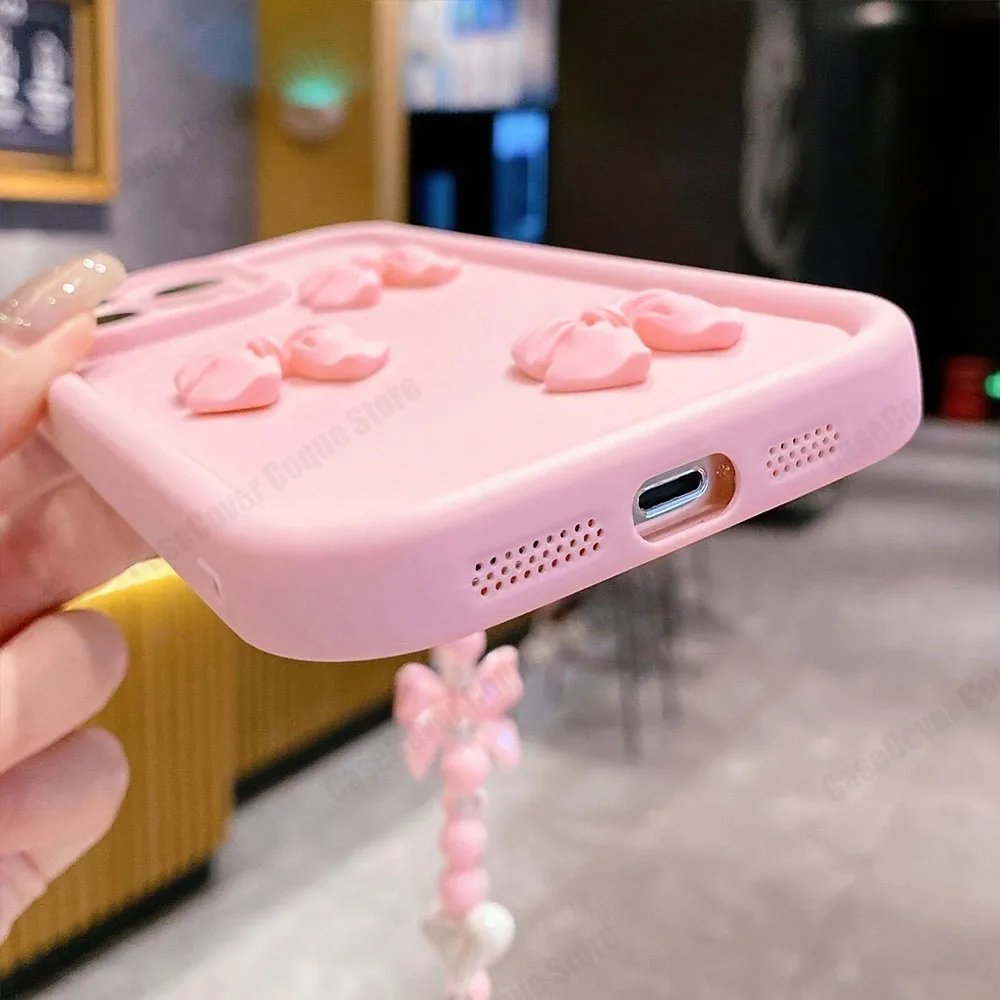 A 55 35 25 3D Pink Cute Butterfly Silicone Soft Case For Samsung Galaxy A55 A35 A25 A15 A05S 4G 5G S24 Plus Cover With Bracelet