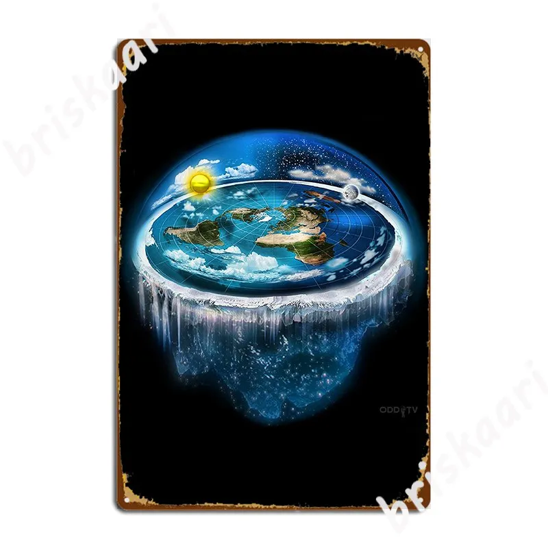 Flat Earth With Dome Art Metal Sign Plaques Kitchen Customize Pub Tin Sign Poster