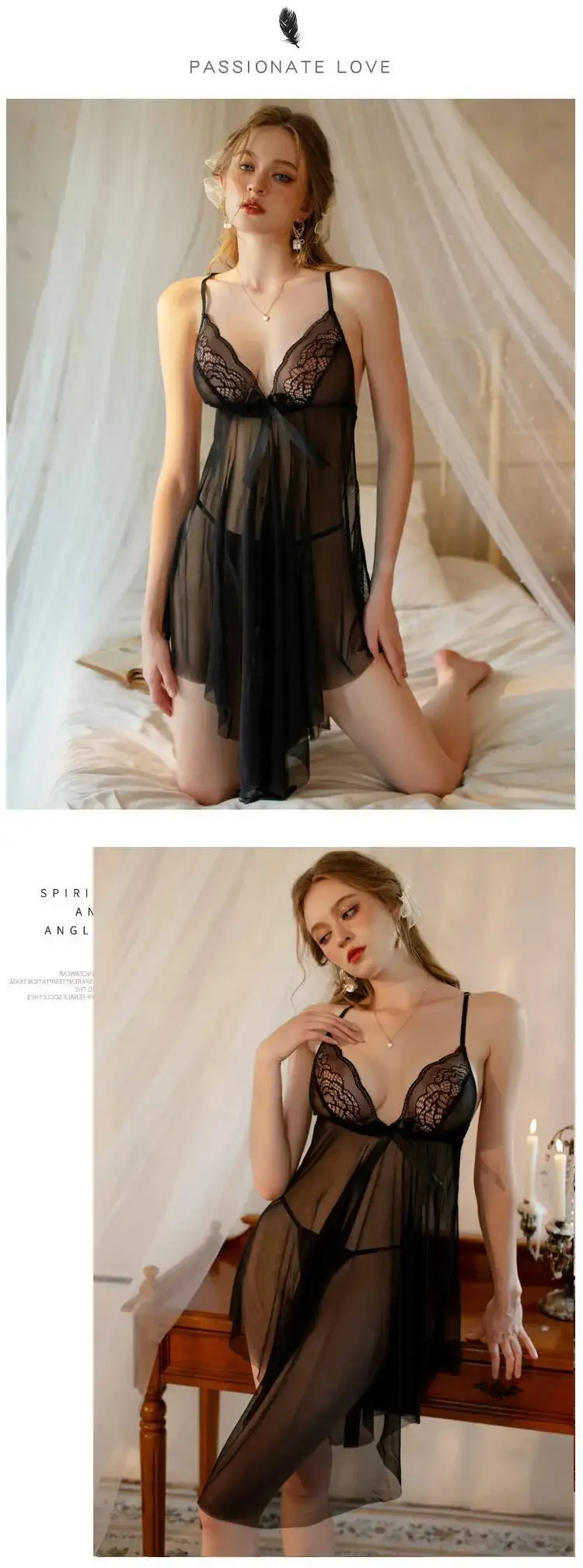 Abito in pizzo con stampa floreale trasparente in tinta unita Abito senza maniche con bretelle a V profonde senza schienale Puro desiderio Affascinante ed elegante 0BRM