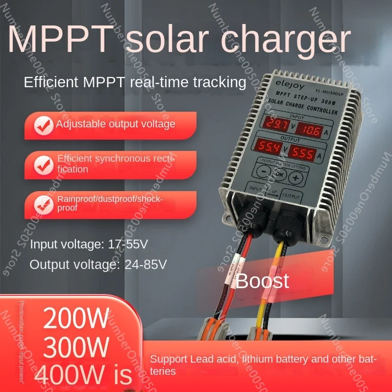 Boost Mppt Solar Battery Charge Controller 24-85V Voltage Adjustable Lead Acid Lithium Electric Car Rainwater Proof