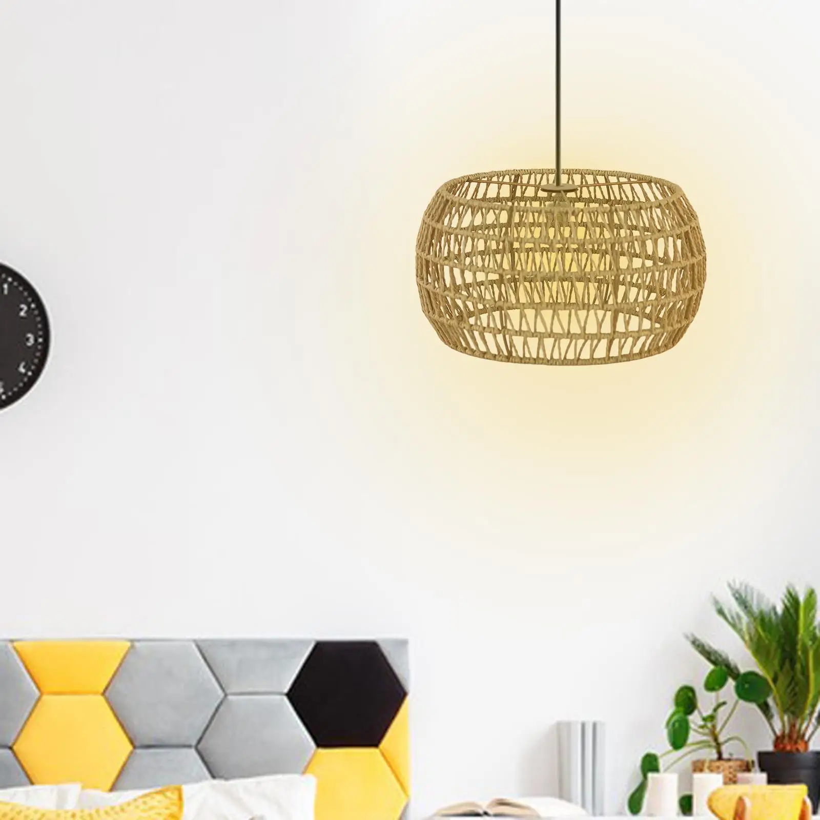 Paper Rope Lampshade Light Fixture Accessories Replacement Hand Weaved Wicker
