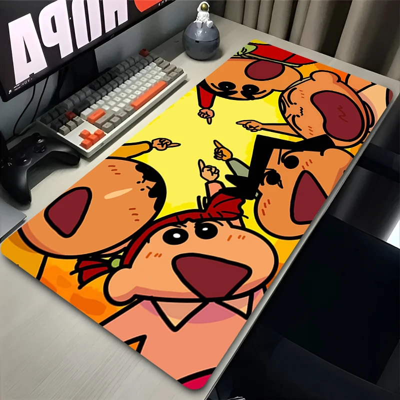 Tapis de souris c-crayon s-shin-chan, accessoires de bureau pour PC, tapis étendu à motif animé, tapis de bureau antidérapant, tapis de jeu en caoutchouc