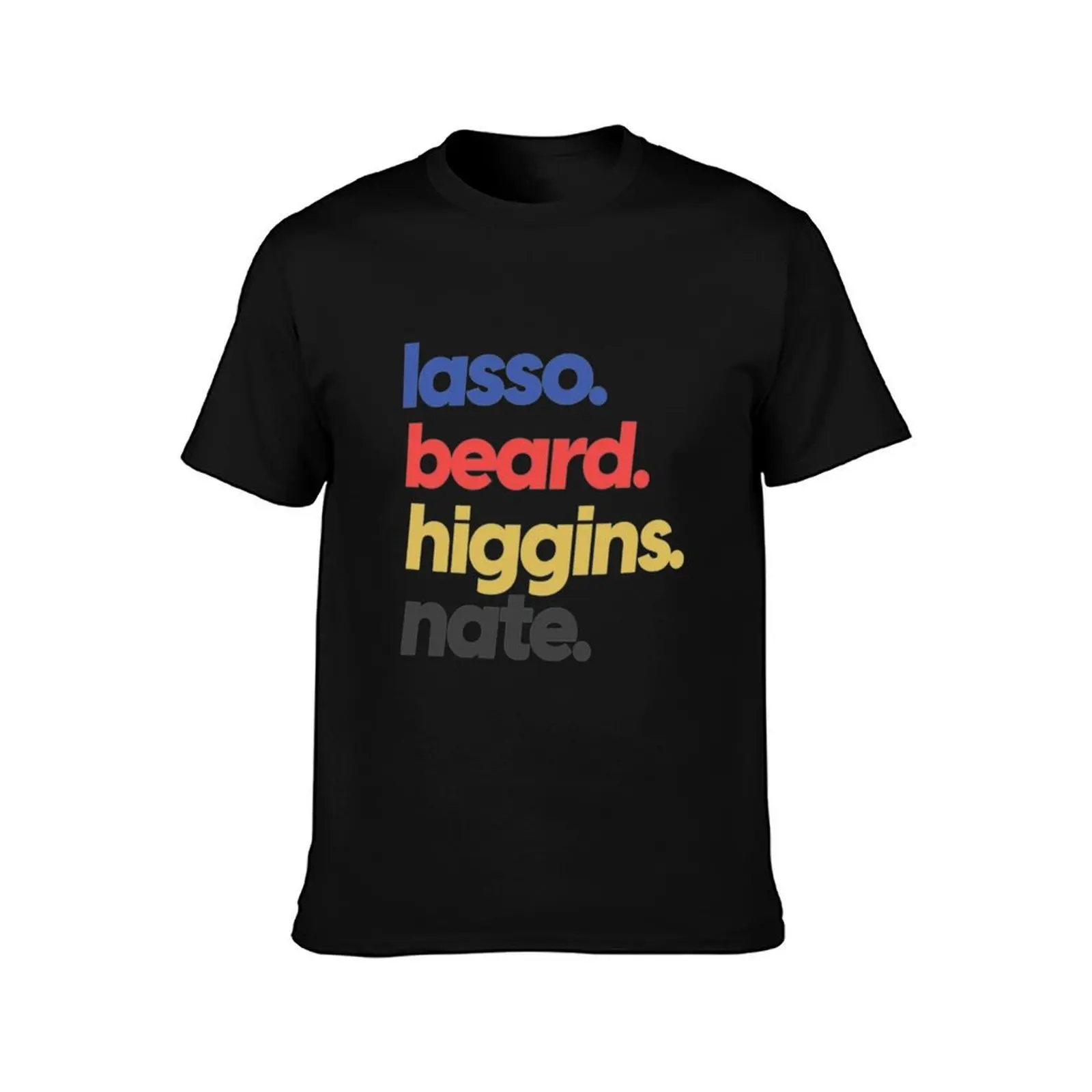 Lasso. Beard. Higgins. Nate. T-Shirt, Summer Casual Cotton Tee, Oversized Streetwear Tops, Vintage Graphic Print, 100% Cotton