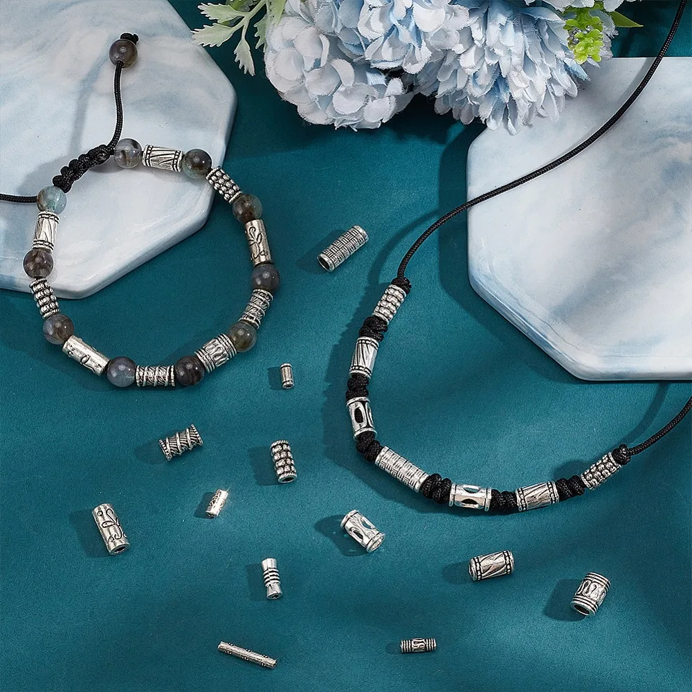 1 صندوق 120 قطعة 12 أنماط نمط سبائك أنبوب الخرز العمود 6 ~ 14x2.5 ~ 7 مللي متر ثقب: 1.2 ~ 4 مللي متر 10 قطعة/نمط #5