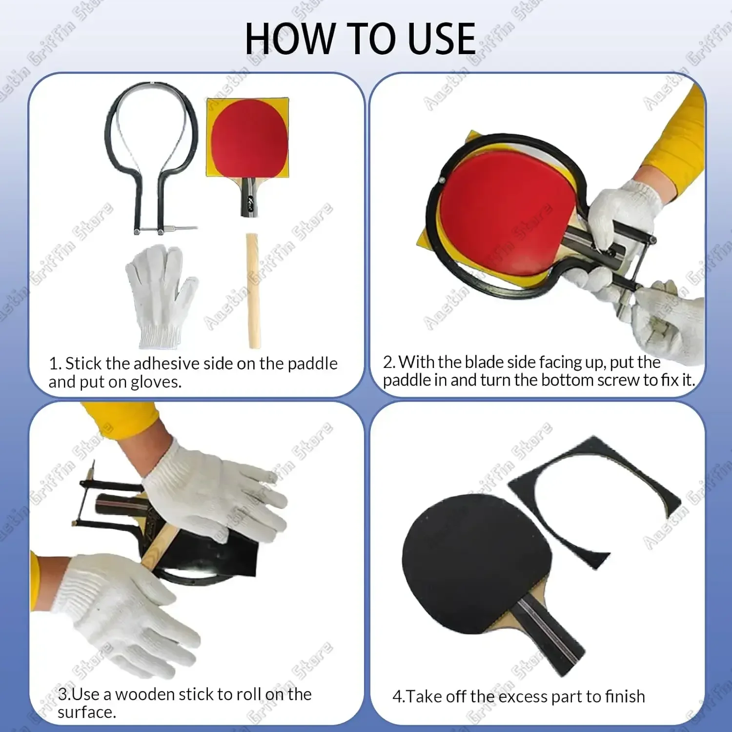 Table Tennis Rubber Cutter Kit - Adjustable Arc Bow Knife Design Fits All Racket Curves