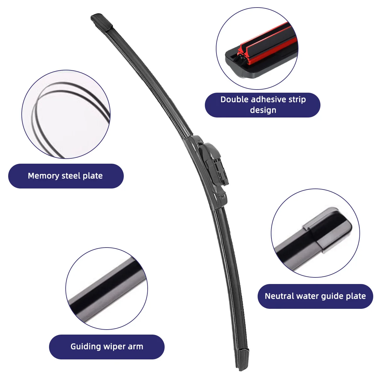 Universal double rubber strip wiper blade J U-shaped hook 14 \