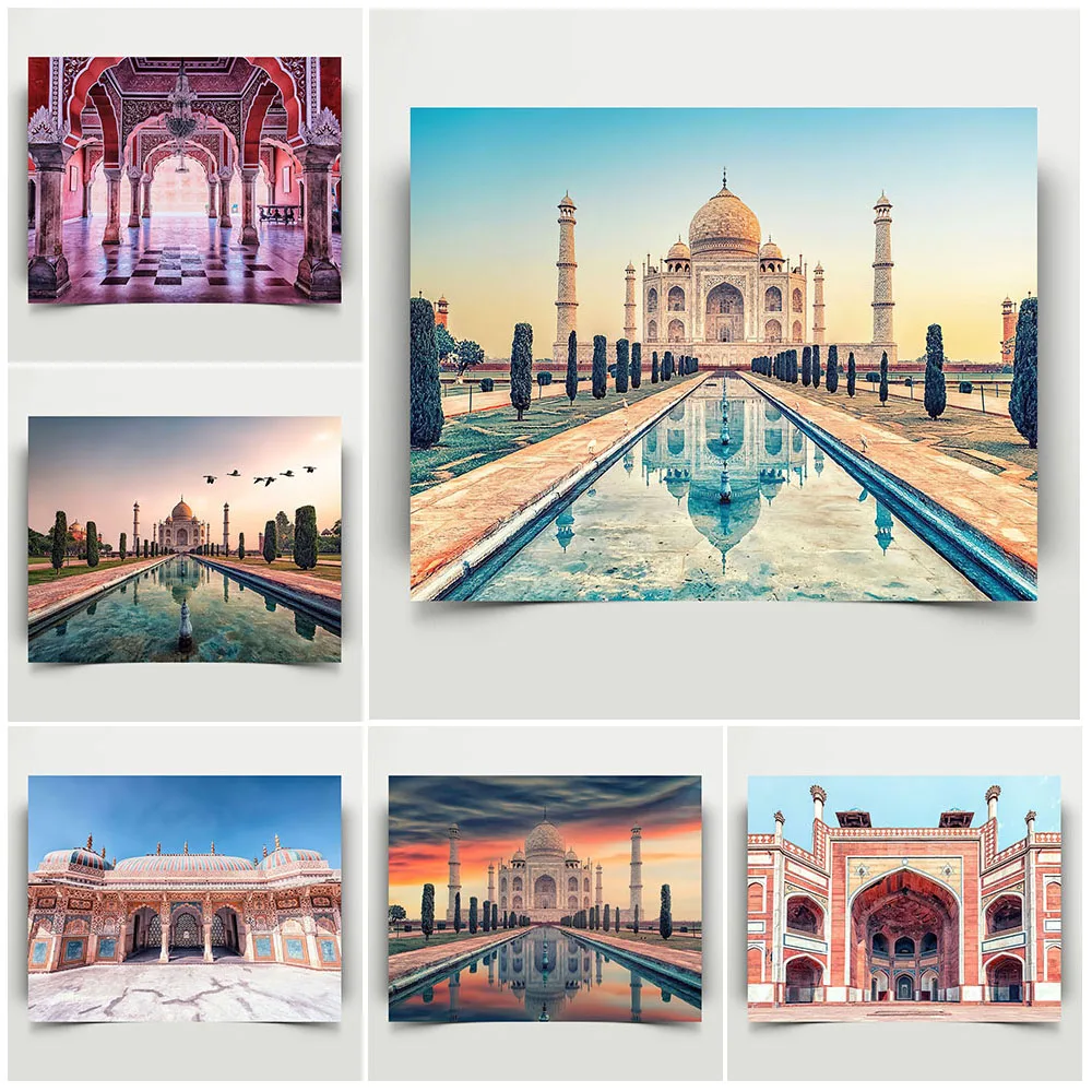 

Famous Tourist City Architecture Canvas Painting Taj Mahal Art Poster Modern Picture Home Decor Building Wall Art Print