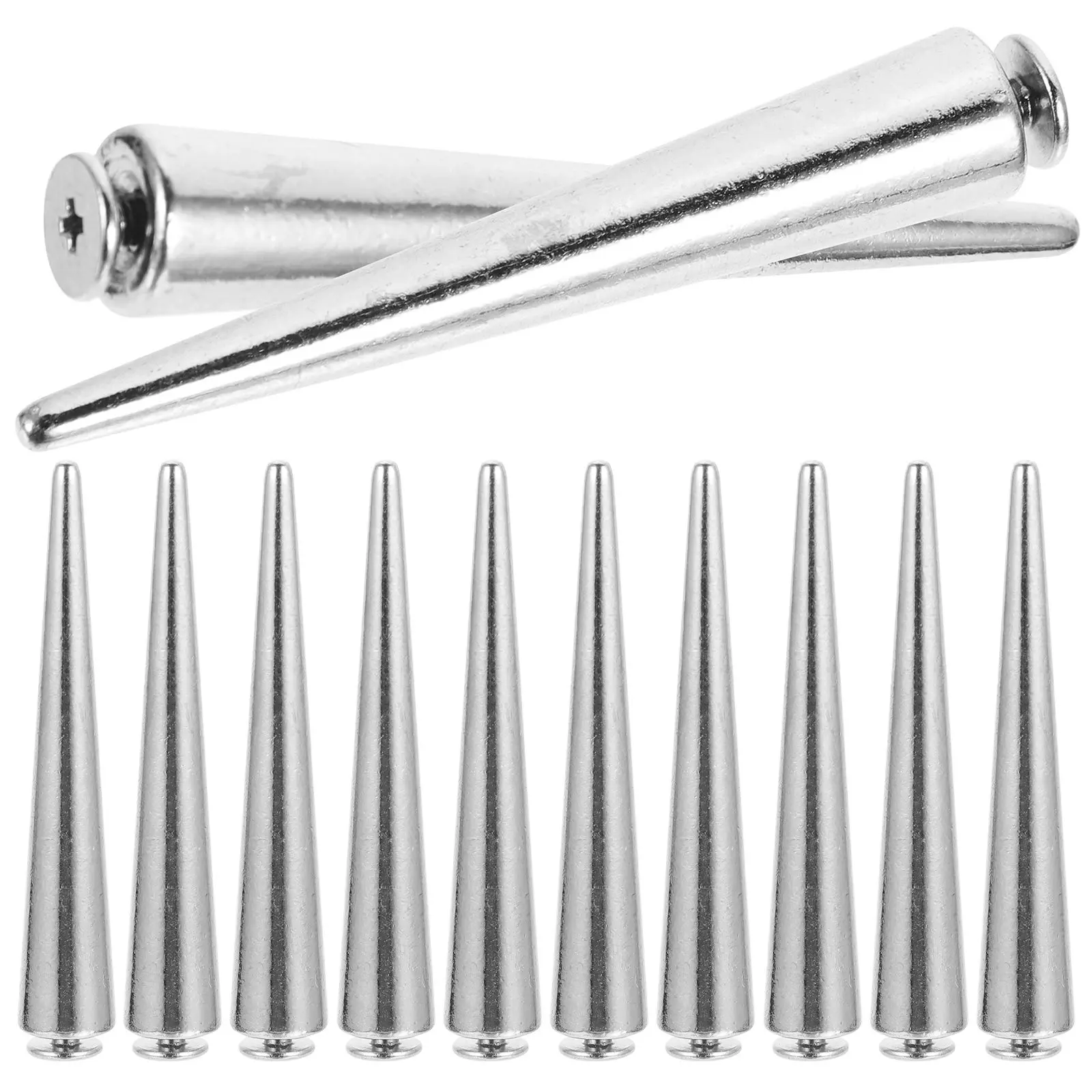 

30 Pcs Silver DIY Cone Spikes 8 Crafting Studs Metal Crafting Set For Bags Clothes Spikes For Clothing Shoes Jackets