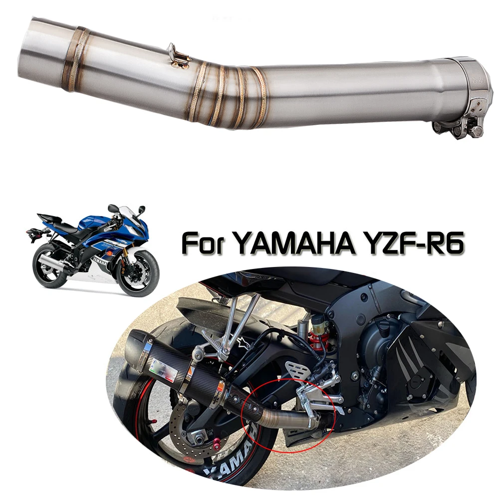 Exhaus Motorcycle t Escape Mid link pipe Moto Muffler 1998 1999 2000 2001 2002 2003 2004 2005 For YZF R6 YZF-R6 - view 6