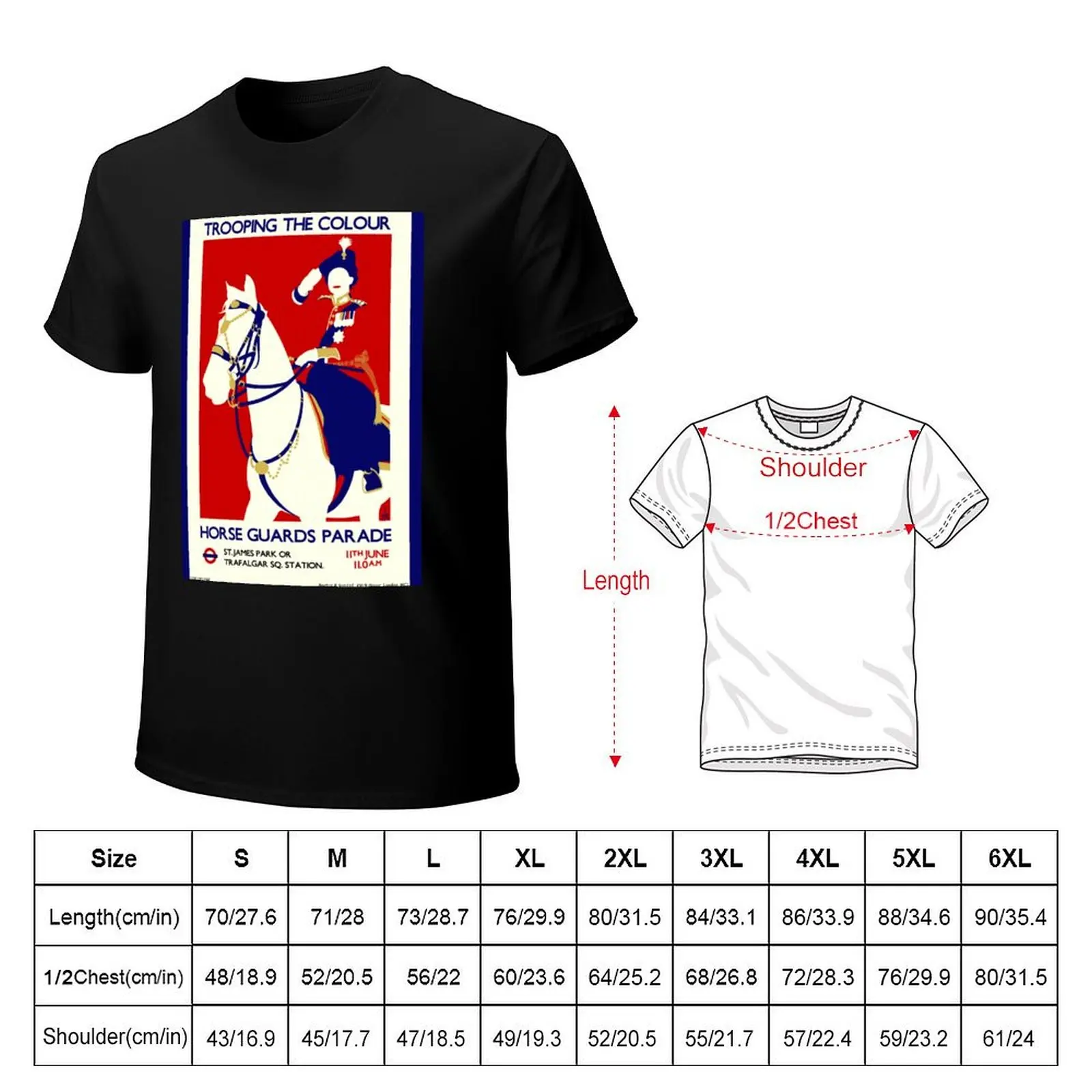 Retro Queen Elizabeth Trooping the Colour T-Shirt man t shirt cotton high quality T-Shirt