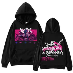 Hot Anime Arcane-Jinx Felpa con cappuccio Harajuku Pullover Top Uomo Donna Felpa Regalo per i fan