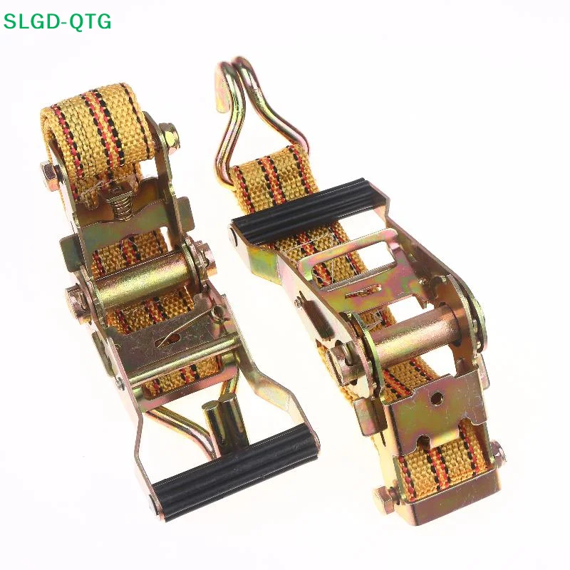 Hot！ Heavy Duty Ratchet Tie Down Straps 2/3/4/6 Meter Long Double Hook Lashing Belt For Truck Cargo Securing Transport Binding