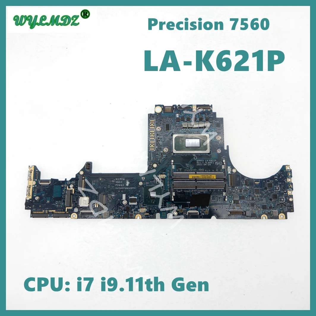 

LA-K621P With i7 i9-11th Gen CPU Notebook Mainboard For Dell Precision 7560 Laptop Motherboard DDR4 100% Tested OK