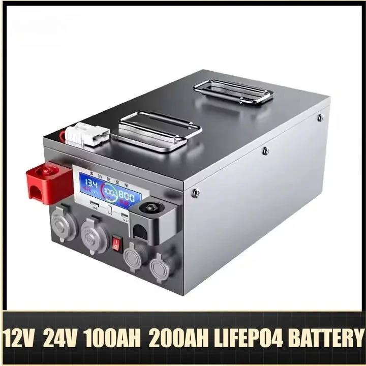 جديد 12 فولت 24 فولت LiFePO4 100ah بطارية 200 أمبير قابلة للشحن بطارية ليثيوم الشمسية حزمة 6000 دورة مع BMS لسيارة RV
