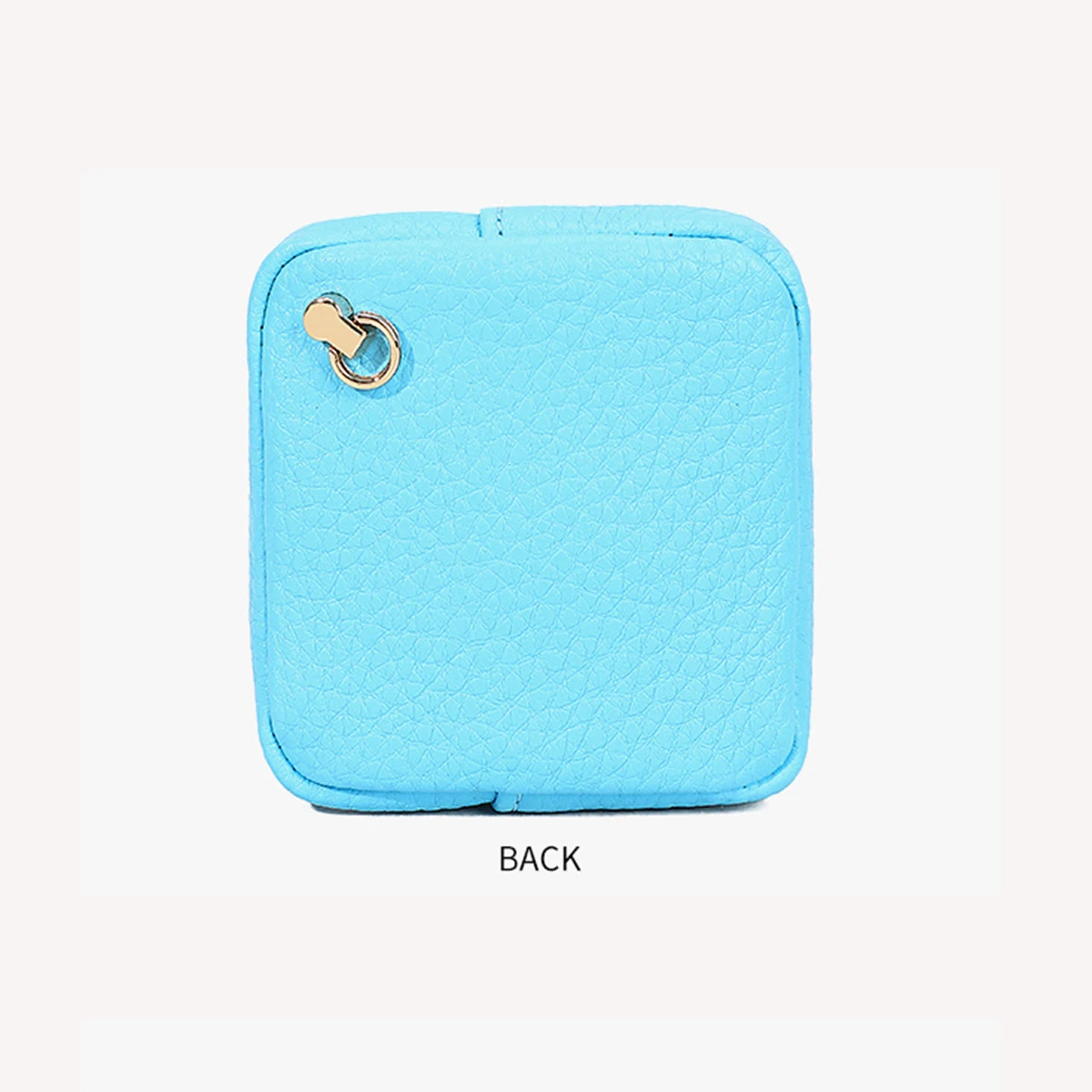 Love at First Sight Coin Purse Sky Blue Heart Snap Coin Purse Headphone Bag Mini PU Lipstick Pouch with Snap Closure view 2