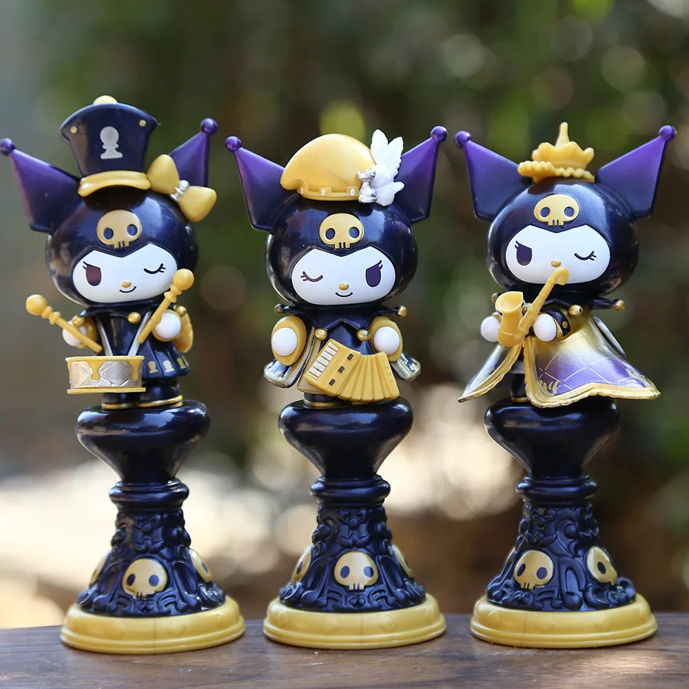 6 pçs sanrio anime figura kuromi banda série figura de ação boneca bonito modelo brinquedos coleção presente