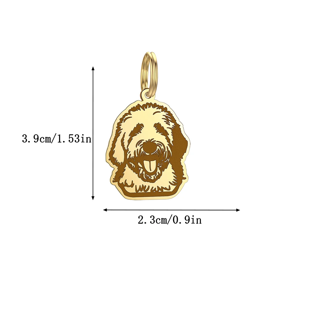 Stainless Steel Customized Old English Sheepdog Dog Name Tags Collar Engraved Silver Pendant Necklace Keychains Anti Lost