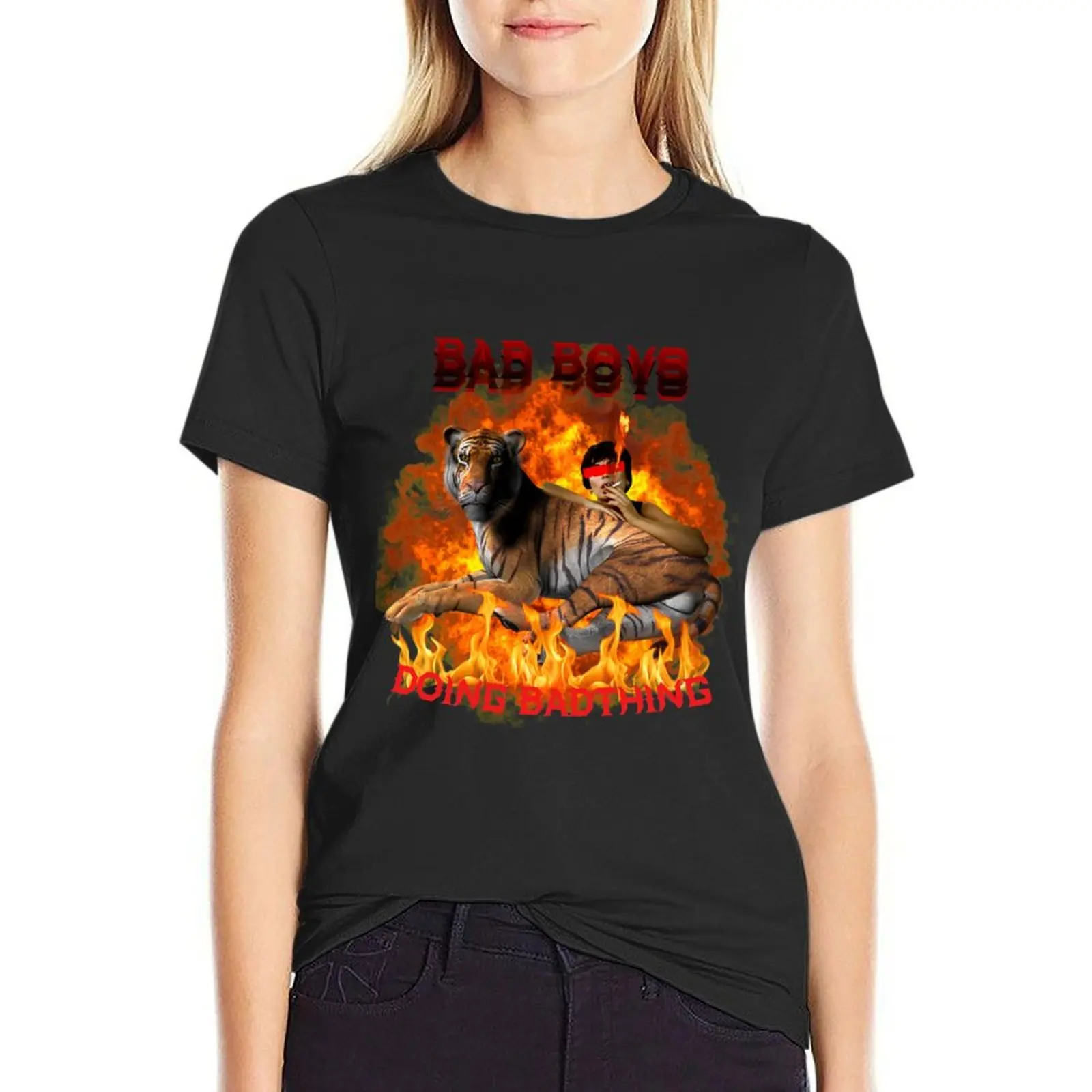 

bad boys doing bad things flame ver T-Shirt animal print aesthetic clothes tees t shirts for Women