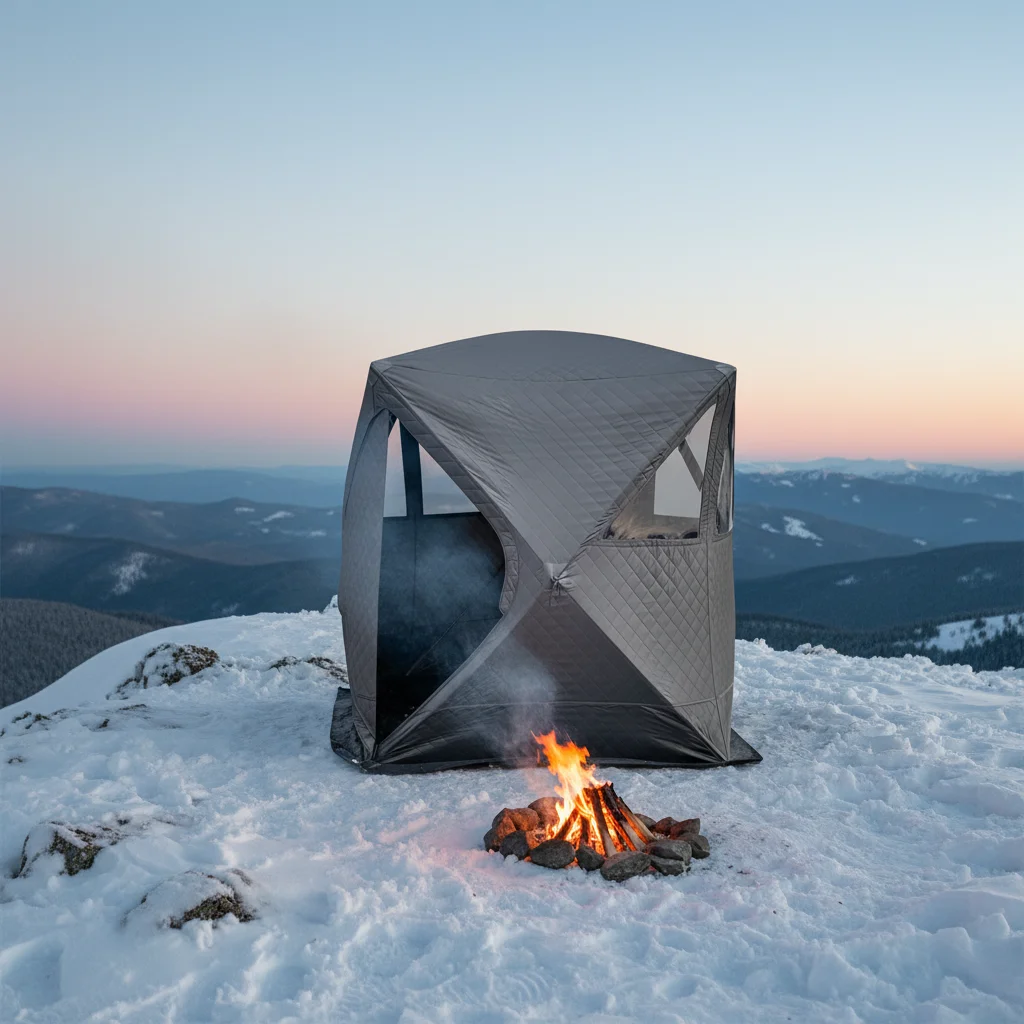 Modern Square Design Portable Winter Sauna Tent Oxford Fabric with Fiberglass Pole for Outdoor Ice Tent Use