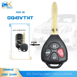 KEYECU GQ43VT14T Upgraded Remote Key Fob 315MHz 4D67 Chip for Toyota Camry Corolla Sienna Solara Pontiac Vibe Matrix 2002-2008