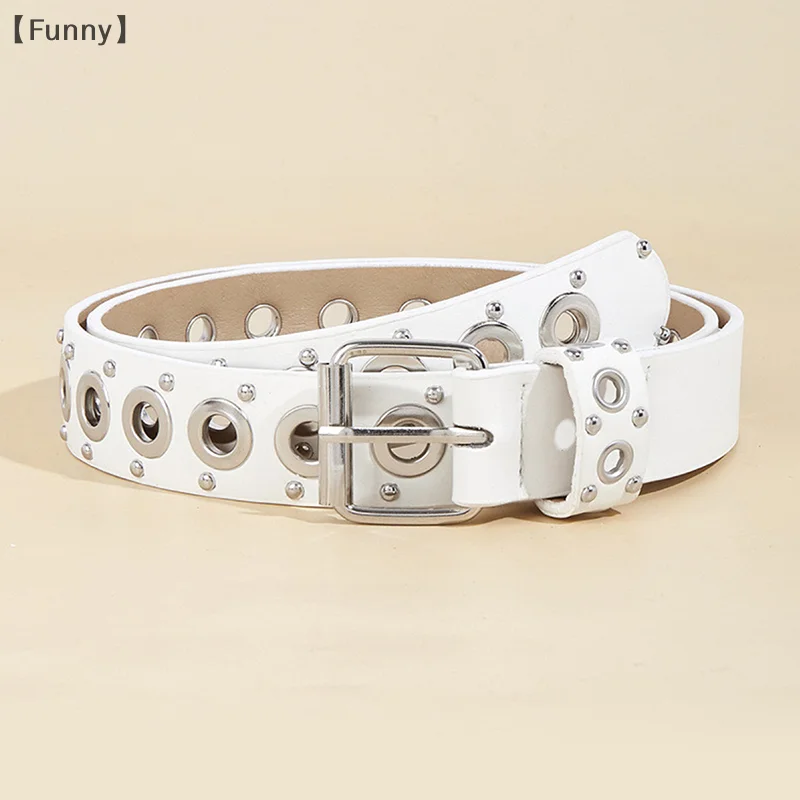 [مضحك] حزام نسائي عصري برشام حزام رفيع شخصية إبرة مشبك حزام الشارع الاتجاه الشرير الهيب هوب نمط الحزام