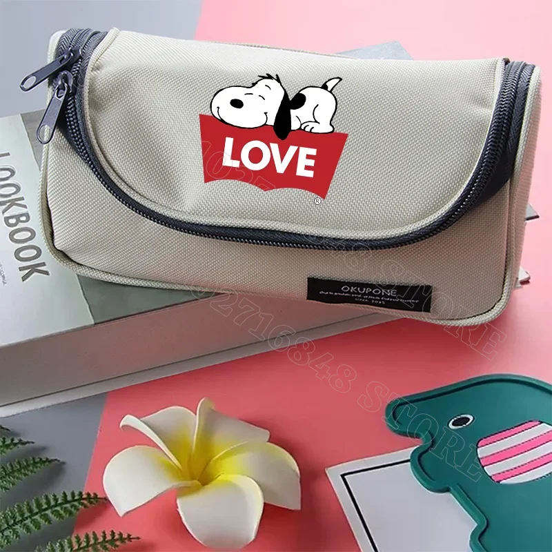 Snoopys Pencil Cases Cute Stationery Cartoon Anime Graphic Print School Supplies Portable Large Capacity Birthday Party Gifts
