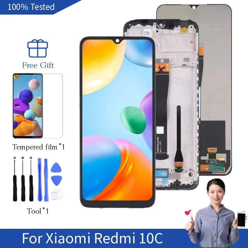 

10C Screen Replacement For Xiaomi Redmi 10C Display 220333QBI Touch Screen Digitizer 6.71"