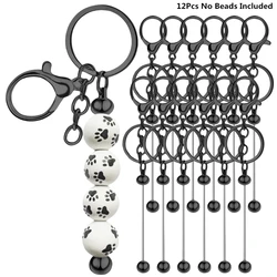 12 Pieces Metal Beadable Keychain Bars Blanks for Beads Pendant Jewelry Charms DIY Crafts Keychains Making Valentine’s Gift