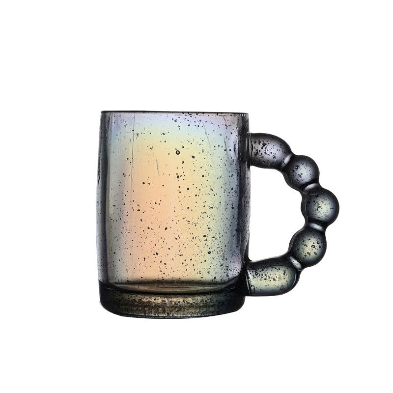 Cute Glass Bubble Mug Coffee Cups with Beaded Glass Handle Tea Cup Coffee Cups Korean Mug Nordic Home drinkware Japan Mug