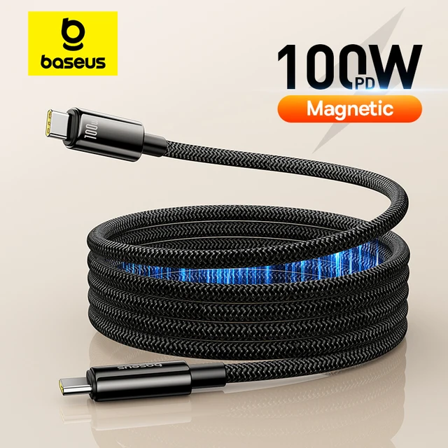 Baseus PD 100W Kabel magnetyczny USB C do iPhone'a 15 Szybka ładowarka Kabel do Macbooka Laptop Przewód typu C Do Samsung Xiaomi