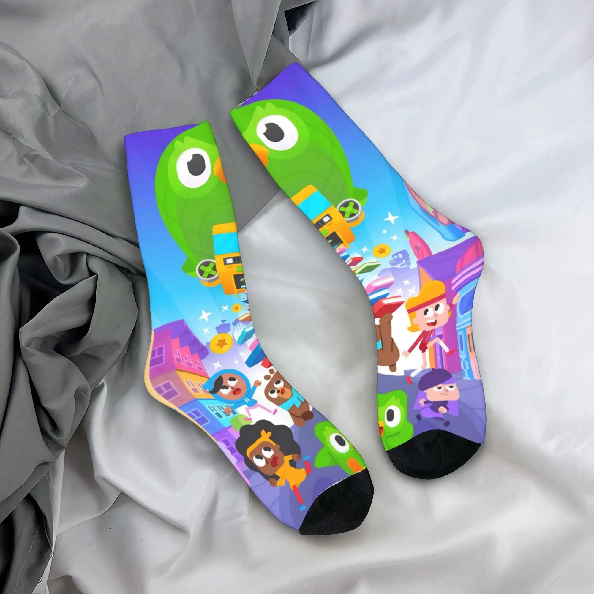 Duolingos البومة الثنائي الجوارب جوارب عادية الشتاء المضادة للعرق الرجال الجوارب نمط مريح الدراجات الجوارب