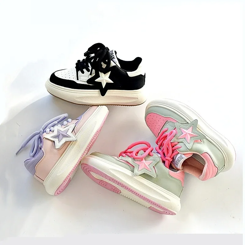 Spring Autumn Genuine Leather Mixed Color Baby Girls Flat Shoes Anti Slip Elastic Sole Star Boys Sneakers Children\'s Casual Sh