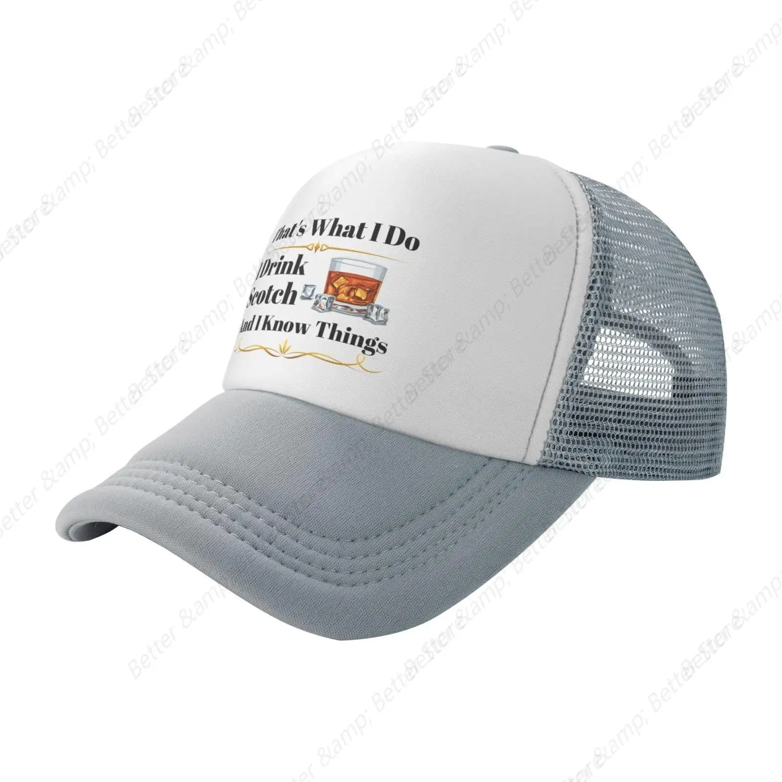 That's What I Do I Drink Scotch and I Know Things Cap for Men Women Mesh Sun Hat Adjustable Trucker Baseball Caps