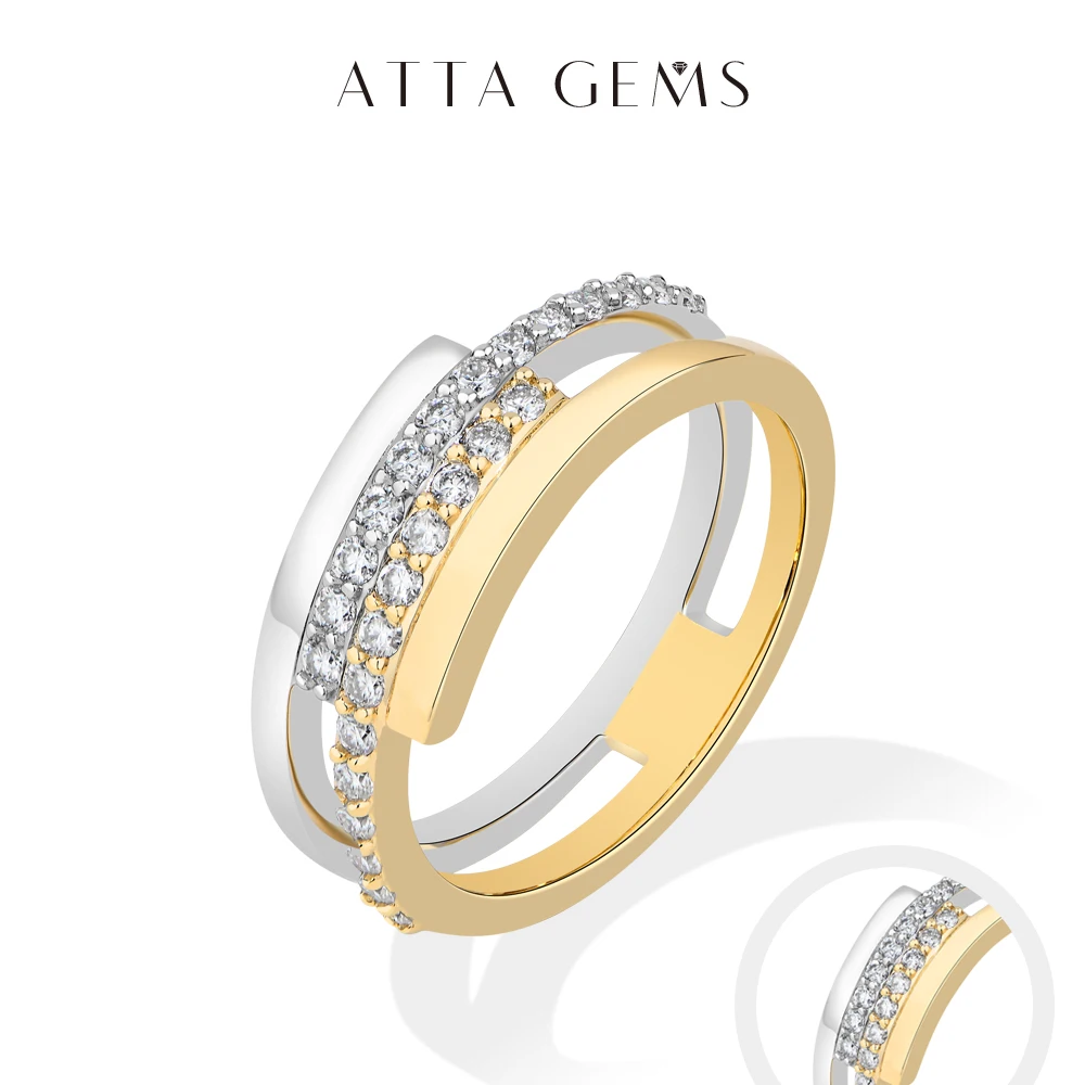 ATTAGEMS 2026 Hot Two Tone Gold Spinner Moissanite Ring for Women Men 925 Sterling Silver Jewelry Perfect Birthday Gifts for Her