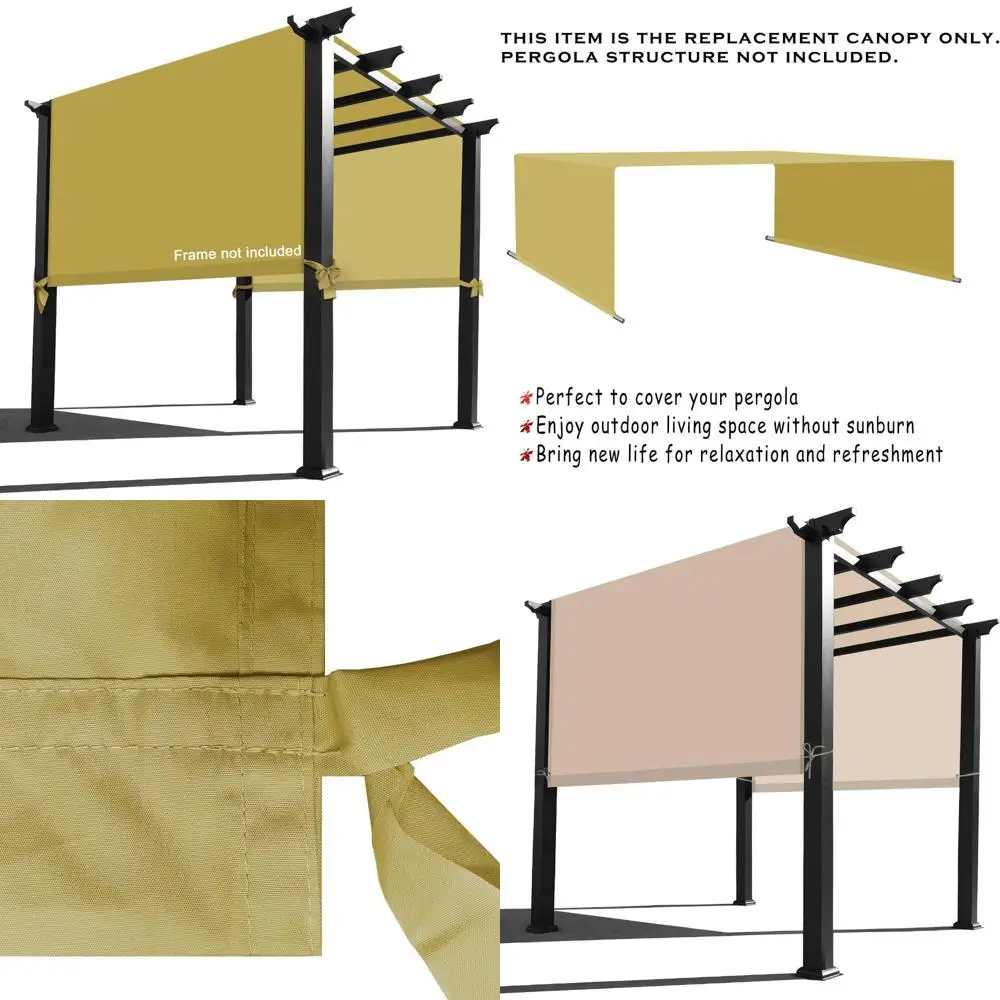 

Waterproof Pergola Canopy Replacement Cover - Outdoor Patio Sun Shade for 15x6.5 Feet, Sand Color
