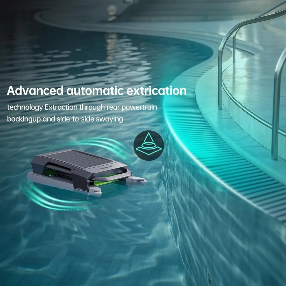 P1 Robotic Pool Skimmer with Dual Charging Options – Solar-Powered, Automatic Decoupling, and Efficient Pool Surface Cleaning