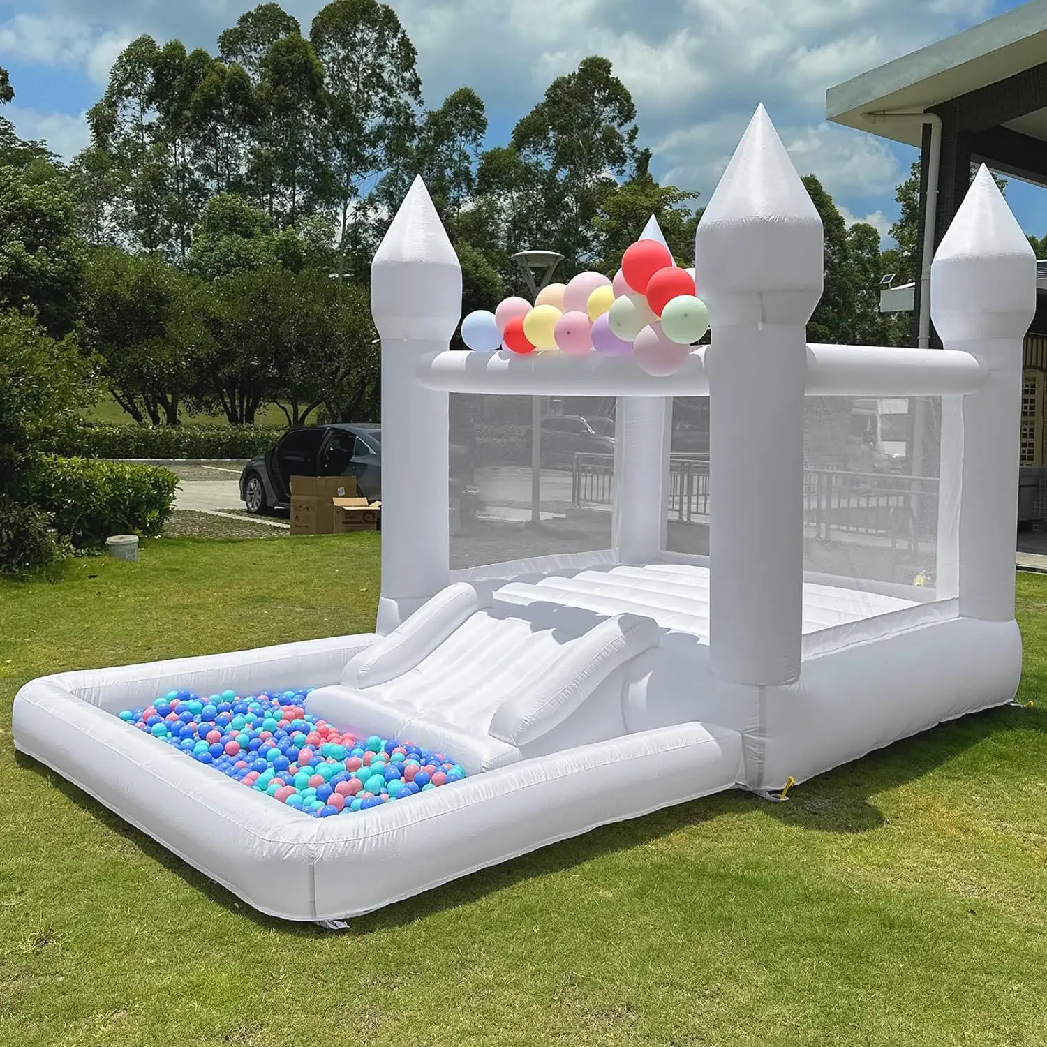 

Inflatable White Bounce House full PVC Professional Jumping Bouncy Castle Bouncer kids bounce for Wedding Party with blower