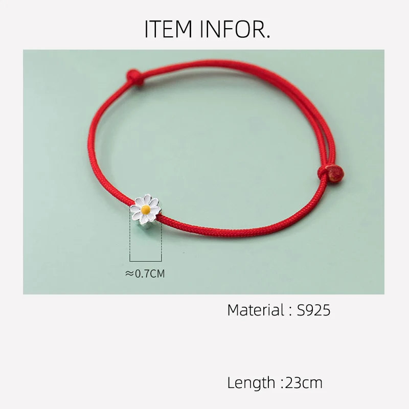 22cm Silver Flower Heart 925 Sterling Silver Rope Bracelets Women Thread Line String Jewelry Bracelets For Women Girls