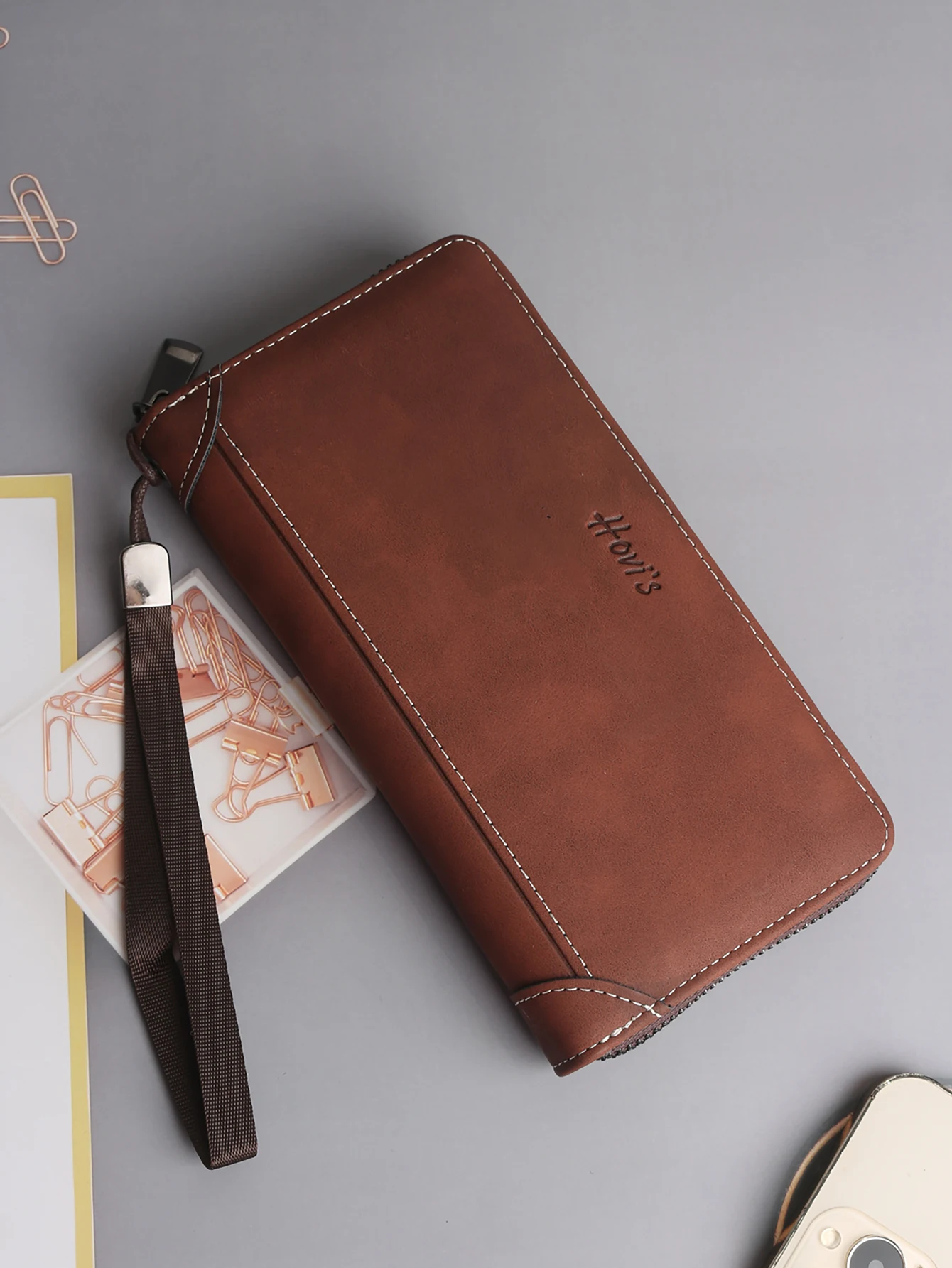 ファッションレトロシンプルな長財布大容量マルチカードポジションポータブルロングジッパー財布携帯電話財布