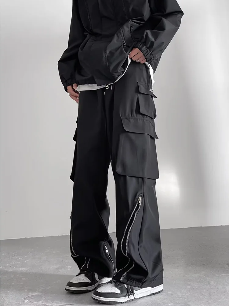 

Men's Casual Straight Leg Sport Pants Spring Autumn Side Zipper Loose Fit Comfortable Faionable Street Sle Trousers