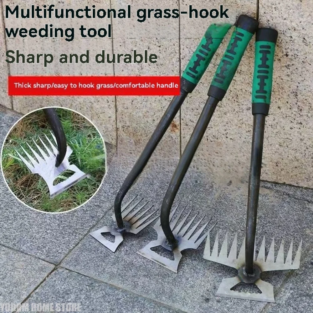 Garden Weed Rake 2In1 Garden Rake Manual Weed Grass Rooting Tool Puller Shovel Hand Gardening Loose Soil Tool