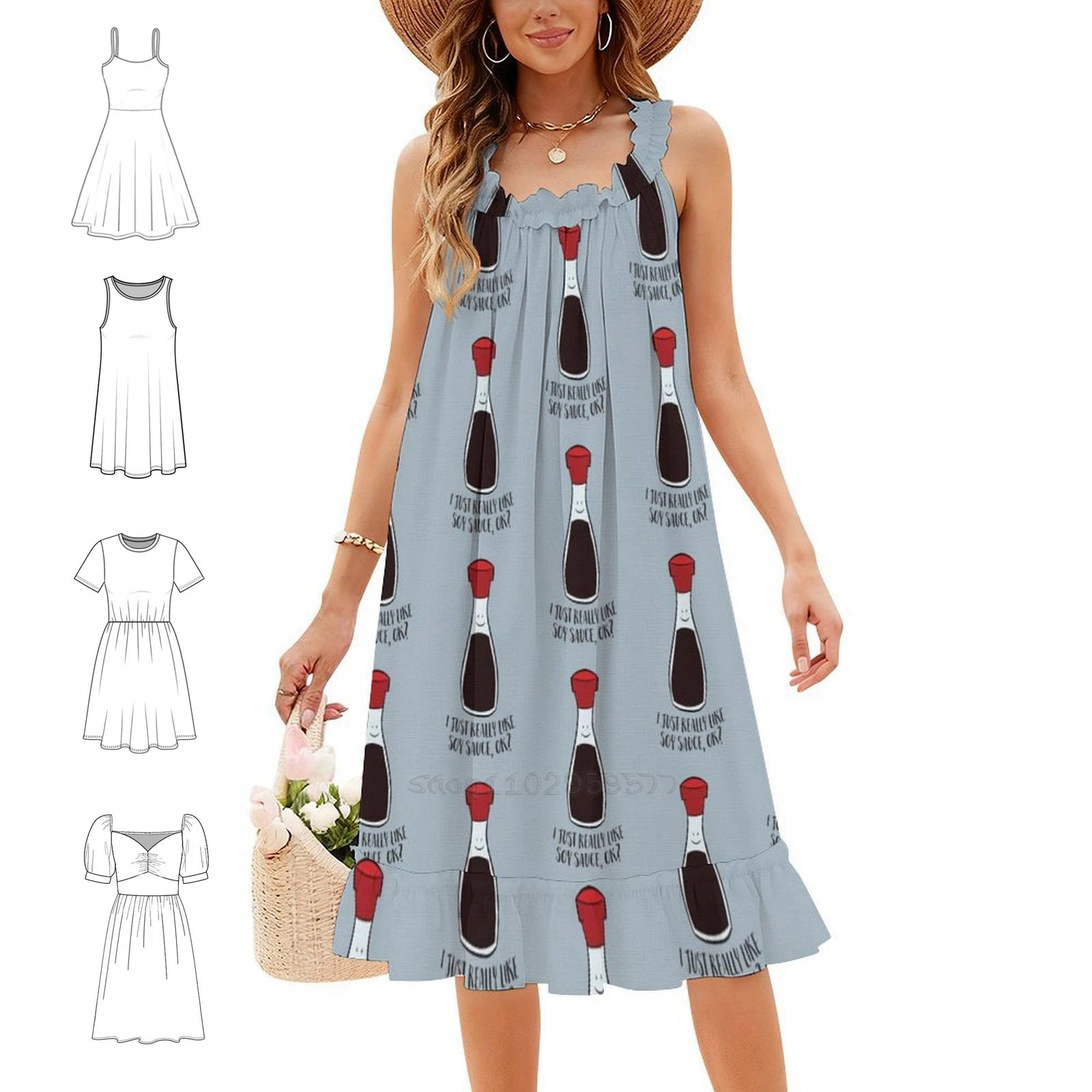 I Just Really Like Soy Sauce Ok Korean Style Casual Dress For Women Simple Daily Office Lady Dresses Kikkoman Soy Sauce Soy