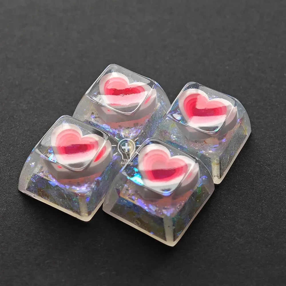 

Mechanical keyboard love frozen heart Epoxy resin keycap personalized sa height MX cross hole light transmission luminous