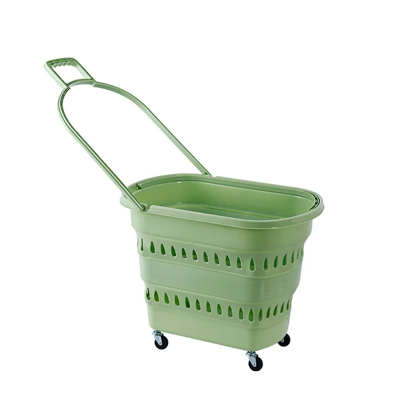 

Foldable universal wheel tow basket to buy vegetables, home portable cart to pick up express trailer