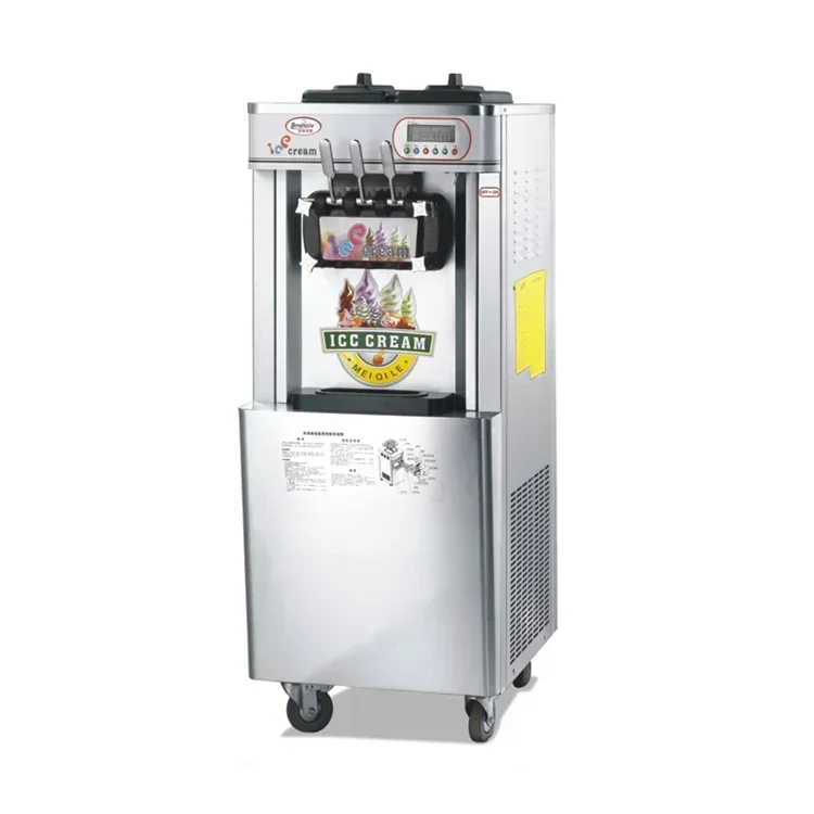 

Soft Ice Cream Maker 2+1 Flavors Ice Cream Machine 20L/H Capacity 110v and 220v on Sale